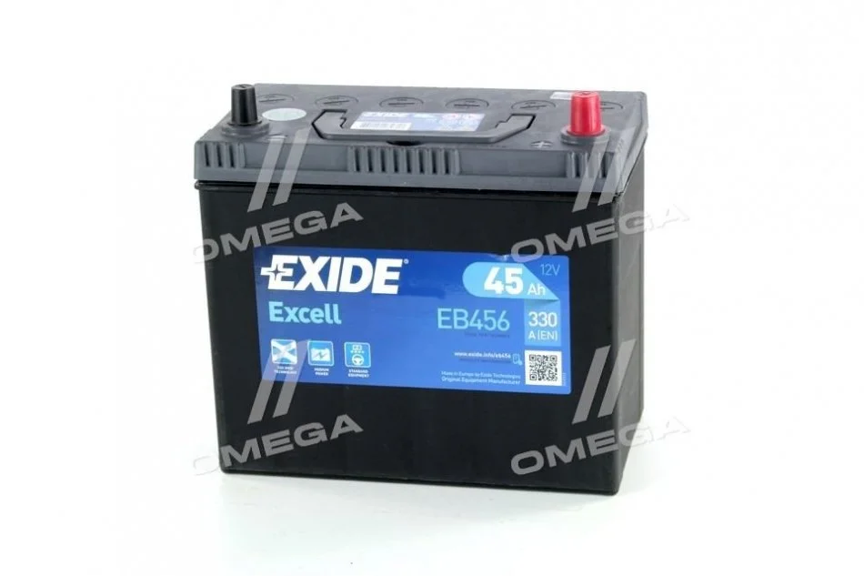 Аккумулятор 45Ah-12v Exide EXCELL(237х127х227),,R,EN330 Азия тонк.клемы EXIDE EB456 (фото 1)