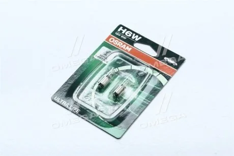 Автолампа Osram 6W 12V BAX9S к-т 2 шт OSRAM 64132ULT-02B