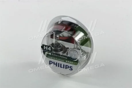 Лампа накаливания H4 12V 60/55W P43t-38 LongerLife Ecovision 2шт PHILIPS 12342LLECOS2