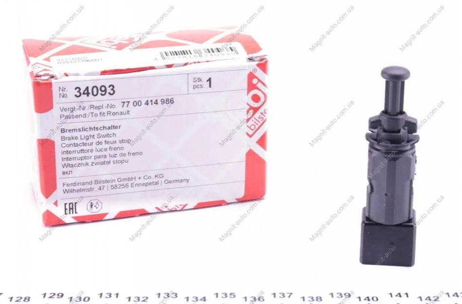 Вимикач стоп-сигналу DACIA/NISSAN/OPEL/RENAULT Logan/Sandero/Primastar/Movano/Vivaro/Kangoo/Trafic " FEBI BILSTEIN 34093 (фото 1)