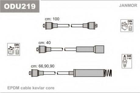 Провод зажигания (EPDM) OPEL KADETT E 1.8,2.0; OMEGA A 1.8,2.0 Janmor ODU219 (фото 1)