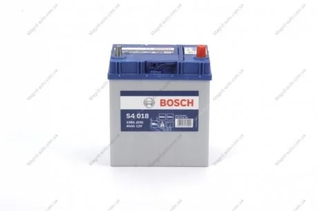 Аккумулятор 40Ah-12v (S4018) (187x127x227),R,EN330(Азия) тонк.клеммы BOSCH 0092S40180