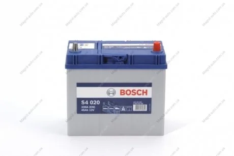 Аккумулятор 45Ah-12v (S4020) (238x129x227),R,EN330,Азия тонк.клеммы BOSCH 0092S40200