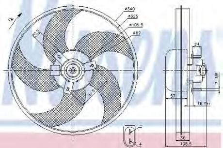 Вентилятор двигателя CITROEN BERLINGO/PEUGEOT PARTNER (96-) NISSENS 85668 (фото 1)