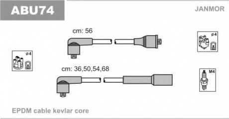 Провода зажигания (EPDM) Skoda OCTAVIA 1.6 (1U2,1U5) AEE Janmor ABU74