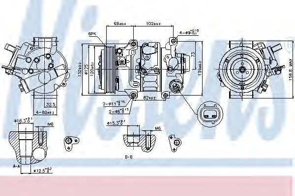 Компрессор кондиционера AVENSIS/COROLLA/RAV 4 III 1.6-2.0 06-18 NISSENS 89314 (фото 1)