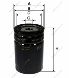 Фільтр оливний, Alfa Romeo; Chrysler Grand Voyager I/II/III, Voyager (ES/GS/RG); Jeep Cherokee I/II WIX FILTERS WL7206