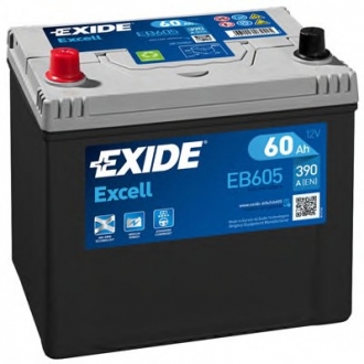 Аккумулятор 60Ah-12v EXCELL(230х172х220),L,EN390 !КАТ. -10% EXIDE EB605 (фото 1)