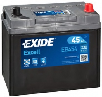 Аккумулятор 45Ah-12v EXCELL(234х127х220),R,EN330 !КАТ. -10% EXIDE EB454 (фото 1)