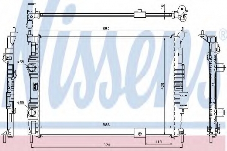 Радиатор охлождения NISSAN QASHQAI (J10) (07-) 1.6 NISSENS 67364