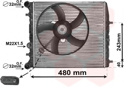 Радиатор охлаждения двигателя FABIA/POLO4 MT -AC 01- Van Wezel 76002013 (фото 1)