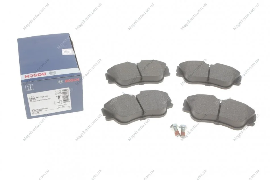 Колодки гальмівні дискові VW Transporter \'\'F \'\'>>03 BOSCH 0 986 461 753 (фото 1)