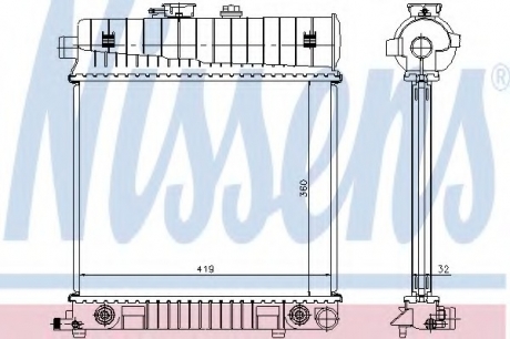 Радиатор охлаждения MERCEDES C-CLASS W202 (93-) NISSENS 62708A