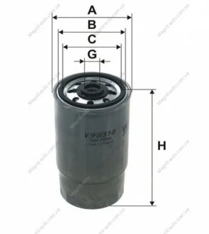 Паливний фільтр ALFA ROMEO 147, 156, 166, GT FIAT DOBLO, MULTIPLA, STILO LANCIA LYBRA, THESIS LDV MAXUS FERRARI VEGA 1.9D-3.0D 04.01- WIX FILTERS WF8318