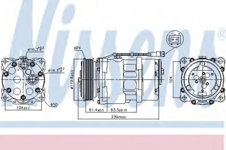 Компрессор кондиционера CITROEN; FIAT; PEUGEOT NISSENS 89055