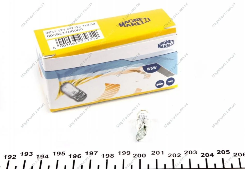 Автолампа W5W 12V 5W MAGNETI MARELLI 003921100000 (фото 1)