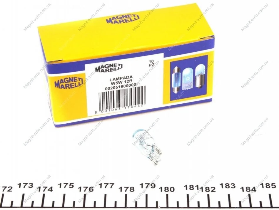 Лампа розжарювання W5W 12V 5W MAGNETI MARELLI 002051900000 (фото 1)