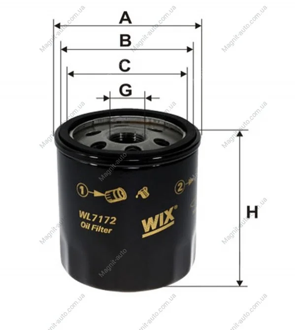 Фильтр масляный, Auris 7-13, Camry 91-01, Corolla 04-07 WIX FILTERS WL7172 (фото 1)