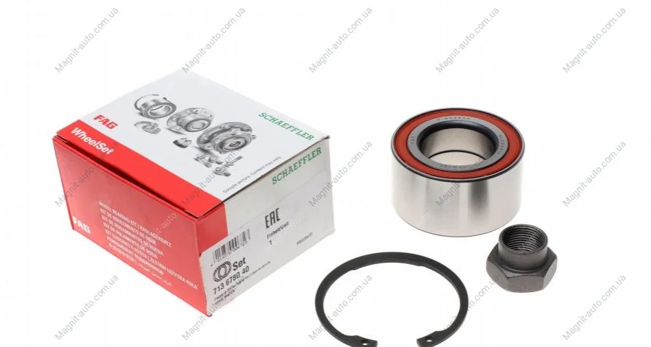 Підшипник маточини переднього колеса, комплект, FORD Fiesta 89-02 FAG 713 6780 40 (фото 1)