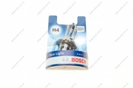Лампа накаливания H4 12V 60/55W P43t PURE LIGHT BOSCH 1 987 301 001