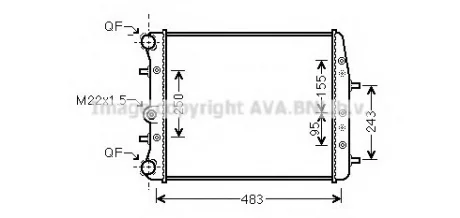 Радіатор охолодження двигуна VW Polo/Skoda Fabia/Seat Ibiza (00-) AC- AVA AVA COOLING SAA2005