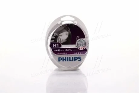 Лампа накаливания H1VisionPlus12V 55W P14,5s PHILIPS 12258VPS2