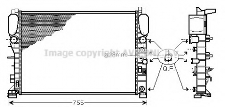 Радиатор охлаждения двигателя MB W211 22CDi MT/AT 02- (Ava) AVA COOLING MSA2342