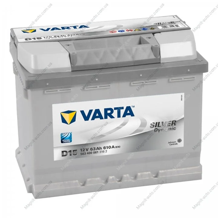 Акумулятор 63Ач 610А -/+ 242*175*190 Silver Dynamic D15 VARTA 563 400 061 (фото 1)