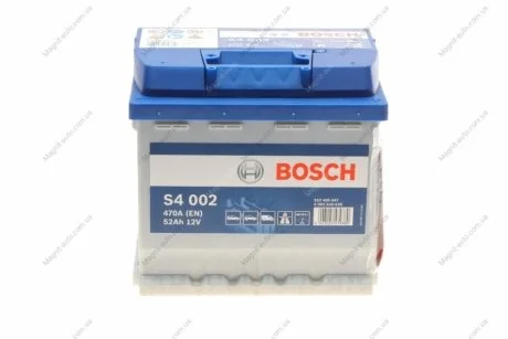 Аккумулятор 52Ah-12v (S4002) (207x175x190),R,EN470 BOSCH 0092S40020