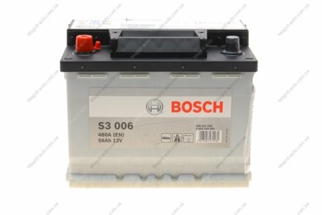 Аккумулятор 56Ah-12v (S3006) (242x175x190),L,EN480 BOSCH 0092S30060 (фото 1)