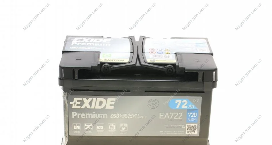 АКБ 6СТ-72 R+ (пт720) (необслуг) (низький) Premium Exide EXIDE EA722 (фото 1)