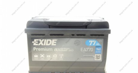 Аккумулятор 77Ah-12v PREMIUM(278х175х190),R,EN760 EXIDE EA770