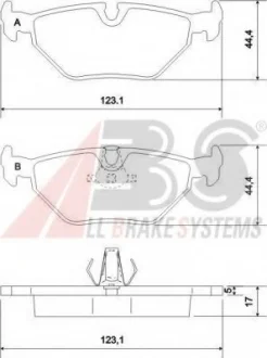 Колодка торм. BMW 3 ser. E46/5 ser. E39 задн. (ABS) A.B.S. 36908