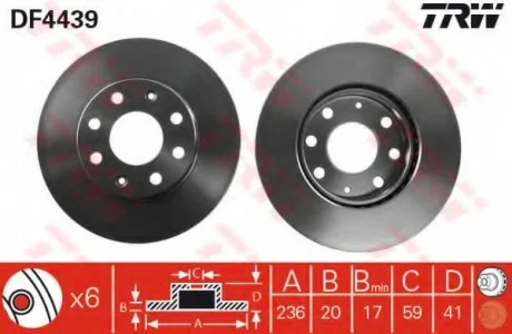 Диск тормозной CHEVROLET AVEO передн., вент. TRW DF4439