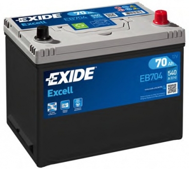 Аккумулятор 70Ah-12v EXCELL(266х172х223),R,EN540 EXIDE EB704 (фото 1)