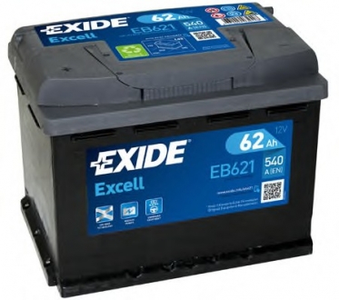 Аккумулятор 62Ah-12v EXCELL(242х175х190),L,EN540 EXIDE EB621 (фото 1)