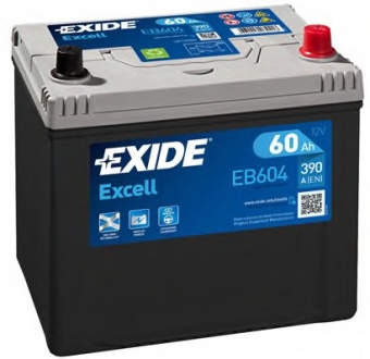 Аккумулятор 60Ah-12v EXCELL(230х172х220),R,EN390 EXIDE EB604 (фото 1)