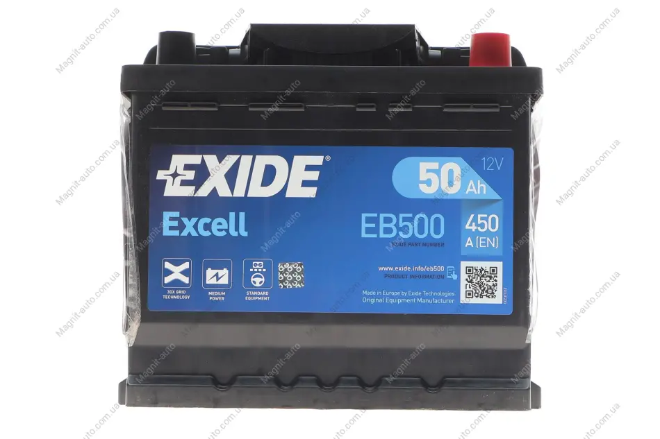 Стартерна батарея (акумулятор) EXIDE EB500 (фото 1)
