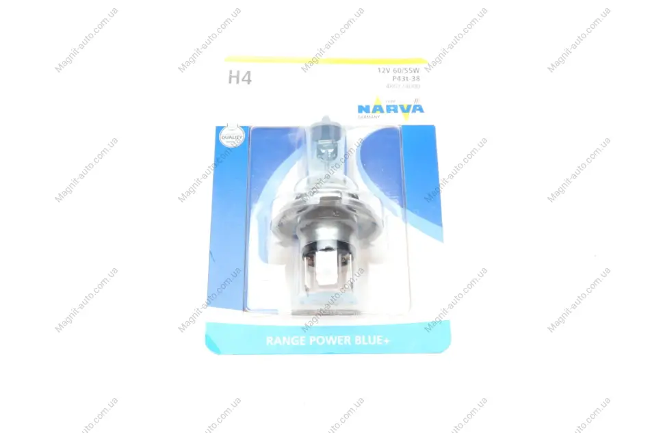 Автолампа H4 RPB + 12V 60/55W P43t (White 3700K) NARVA 486774000 (фото 1)