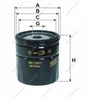 Фільтр оливний, Bedford Astramax/Astra Van; Cadillac Escalade; Opel Ascona C, Astra F/Astra F Cabri WIX FILTERS WL7087