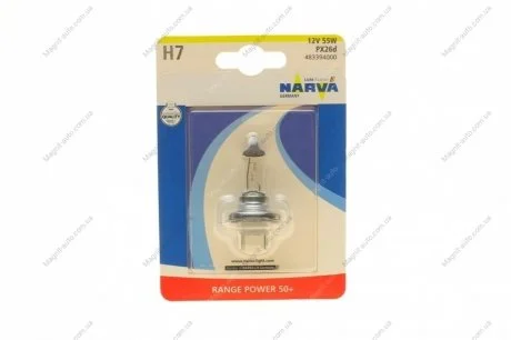 Автолампа H7 55W PX26d RP50+ 12V 55W PX26d BL NARVA 483394000
