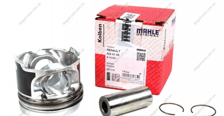 Поршень з кільцями, RENAULT Kangoo, 1.5dCi, 76mm 08- MAHLE / KNECHT 022 01 00 (фото 1)