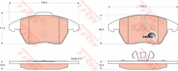 Комплект тормозных колодок переднего., AUDI A1 CITROEN C4, C4 I FORD MONDEO III PEUGEOT 207, 208, 208 I, 3008, 3008 I, 307, 308, 308 I, 408, RCZ SEAT IBIZA IV, IBIZA IV SC 1.0-2.5 10.03- TRW GDB1605 (фото 1)