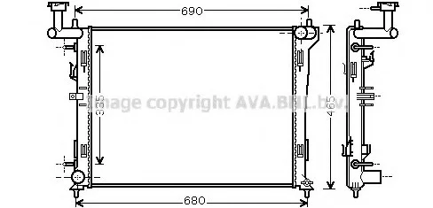 Радіатор охолодження двигуна Hyundai Elantra (06-), i30 (07-) АКПП AVA AVA COOLING HYA2180 (фото 1)