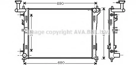 Радіатор охолодження двигуна Hyundai Elantra (06-), i30 (07-) АКПП AVA AVA COOLING HYA2180
