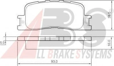 Гальмівні колодки зад. Toyota Camry 01-06 (akebono) (93x38x16) A.B.S. 37355 (фото 1)