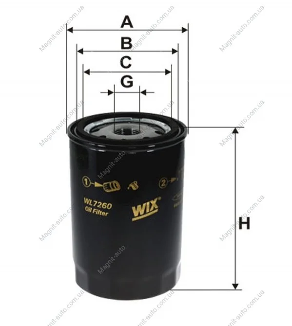 Фильтр масляный, Audi A6 (4A/C4); Ford Galaxy I; Seat Alhambra, Toledo; Volkswagen Golf III, Polo II WIX FILTERS WL7260 (фото 1)