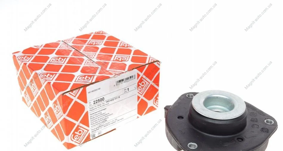 Подушка амортизатора передн лів/прав AUDI A3, Q3, TT SEAT ALTEA, ALTEA XL, LEON, MII, TOLEDO III SKODA OCTAVIA II, SUPERB II, YETI VW BEETLE, CADDY ALLTRACK IV, CADDY III 1.0-Electric 02.03- FEBI BILSTEIN 22500 (фото 1)