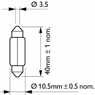 Автолампа T10,5x43 SV8,5 5 W прозрачная PHILIPS 13864CP