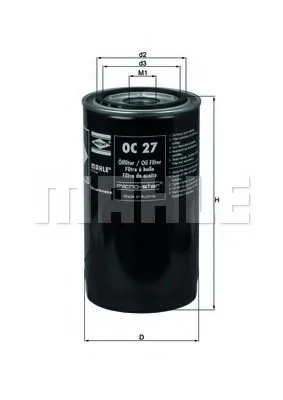 Фильтр масляный KHD MAHLE / KNECHT OC27 (фото 1)